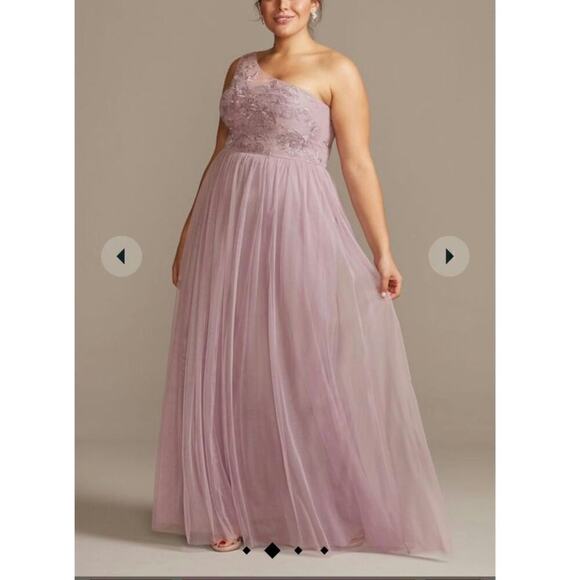 DB Studio Women's Embroidered One Shoulder Maxi Dress Lavender Purple Size 8 NWT - Picture 1 of 13
